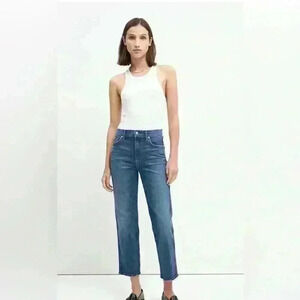 7 For all Mankind Cropped Straight High Waisted Luxe Vintage Denim Jeans size 32